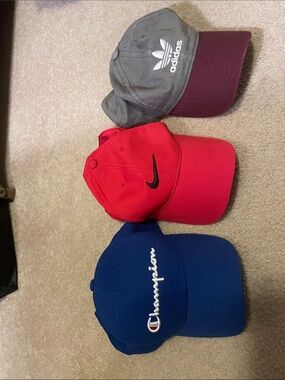 Lot of 3 Hats Champion Royal Blue Baseball Cap with Embroidered Script Logo